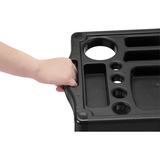 Dompel Junior 250 Salon Trolley – Black , Lightweight Modular Cart with 3 Trays, Brush & Dryer Holder, Nylon Casters