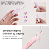 Eyebrow Razor Set LLT40 – 2pcs Women’s Facial Hair & Eyebrow Trimmers, Stainless Steel Washable Blades, Retractable Dustproof Cover, Safe & Smooth Shaving, Purple