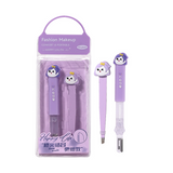 Eyebrow Razor Set LLT03 – 2-in-1 Eyebrow Grooming Kit with Safe Foldable Razor, Anti-Slip Tweezer, Washable and Durable, Purple