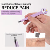 Eyebrow Razor Set LLT03 – 2-in-1 Eyebrow Grooming Kit with Safe Foldable Razor, Anti-Slip Tweezer, Washable and Durable, Purple