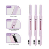 Eyebrow Razor Set LLT31 – 2pcs Double-Head Eyebrow Trimmer with Comb, Stainless Steel Retractable Blade, Safe & Precise Eyebrow Shaping, Purple