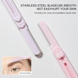 Eyebrow Razor Set LLT31 – 2pcs Double-Head Eyebrow Trimmer with Comb, Stainless Steel Retractable Blade, Safe & Precise Eyebrow Shaping, Purple