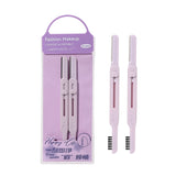 Eyebrow Razor Set LLT31 – 2pcs Double-Head Eyebrow Trimmer with Comb, Stainless Steel Retractable Blade, Safe & Precise Eyebrow Shaping, Purple