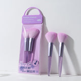 Makeup Brush Set LLT35 – 2pcs Purple, Vegan Nylon Bristles, Durable Aluminum Ferrules, Face & Eye Brushes