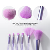 LLT38 6-Piece Purple Makeup Brush Set – Soft Synthetic Nylon Bristles, Crystal Resin Handles, Thickened Aluminum Ferrules, Powder, Eyeshadow, Lip, Highlighter & Eyebrow Brushes