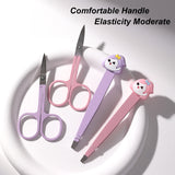 LLT23 Tweezer & Eyebrow Scissor Set 2pcs – Professional Stainless Steel Slant-Tip Tweezers and Curved Pointed Scissors for Eyebrow Grooming, Hair Removal, Precision Shaping, Home and Salon Use, Purple