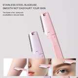 LLT04 Eyebrow Care Set 3pcs – Stainless Steel Tweezer, Straight Eyebrow Scissors, and Eyebrow Shaver for Precise Hair Removal, Eyebrow Shaping, Grooming Kit for Home and Travel, Available in Purple and Pink