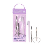 LLT04 Eyebrow Care Set 3pcs – Stainless Steel Tweezer, Straight Eyebrow Scissors, and Eyebrow Shaver for Precise Hair Removal, Eyebrow Shaping, Grooming Kit for Home and Travel, Available in Purple and Pink