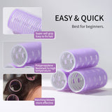Hair Roller LLT12 6.8 cm 3pcs set - Self-Gripping Heat-Resistant Rollers for Volume, Waves & Curls (Purple)