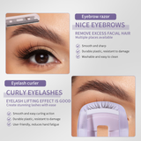 LLT07 Eyelash Curler & Foldable Eyebrow Razor 2pcs Set – Portable Wide-Angle Eyelash Curler, Protective Net Eyebrow Razor, Precise Eyebrow Shaping, Lightweight Ergonomic Eye Grooming Kit, Purple