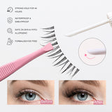 False Eyelash LLT26-C 4pairs - Purple Lightweight Artificial Fiber, Clear Band, Hypoallergenic, Waterproof, 4 Pairs + 48-Hr Hold Lash Glue