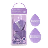Triangle Velvet Makeup Puffs LLT16 – 2pcs Latex-Free Cotton Velvet Powder Puffs for Loose Powder, Under-Eye Setting & Concealer (Purple)