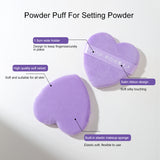 Heart-Shaped Makeup Sponge LLT15 – 2pcs Purple ,  Velvet Beauty Blender & Air Cushion Puff for Dry & Wet Makeup, Soft Skin-Friendly Cosmetic Blending Puff