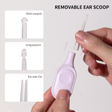 Ear Pick LLT37 Purple – Battery Operated LED Ear Cleaner with 3 Removable Scoops, Tweezers, Long & Short Earpicks, Safe and Reusable