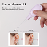 Ear Pick LLT37 Purple – Battery Operated LED Ear Cleaner with 3 Removable Scoops, Tweezers, Long & Short Earpicks, Safe and Reusable