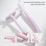 LMLTOP 2PCS Safety Heavy Stainless Steel Razor Body Arms Shave Razor Triple Blade System Facial Shaver Knife for Women