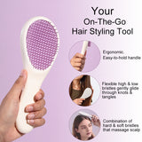 Massage Hair Comb C166 – Ergonomic Scalp Massaging Detangling Brush with Flexible Hard & Soft Bristles, Comfortable Grip, Purple