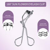 Stainless Steel Eyelash Curler with Ergonomic Handle SY532 – Spring Loaded, Gentle Silica Gel Pad (Purple)