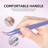 Eyelash Tweezer SY574 – 90° L-Shaped Stainless Steel Precision Tweezers for Eyelash Extensions, False Eyelash Application, and Makeup – Purple