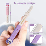 Eyebrow Razor SY309 - Stainless Steel Folding Eyebrow Trimmer with Non-Slip Silicone Handle, Waterproof Precision Facial Hair Remover, Purple