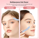 Eyebrow Razor A0851 3pcs – Stainless Steel Multipurpose Hair Trimming Razor with Anti-Slip Handle and Protective Cover – Purple