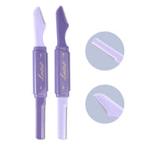 Eyebrow Razor SY303 2pcs, 2-in-1 Precision Eyebrow Trimmer & Straight Facial Razor, Stainless Steel Blades, Fast Sharp Grooming Tool, Purple