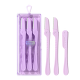 Eyebrow Razor SY341 3pcs, Foldable Precision Eyebrow Trimmer with Stainless Steel Blade, Non-Slip Handle for Easy Shaping, Purple