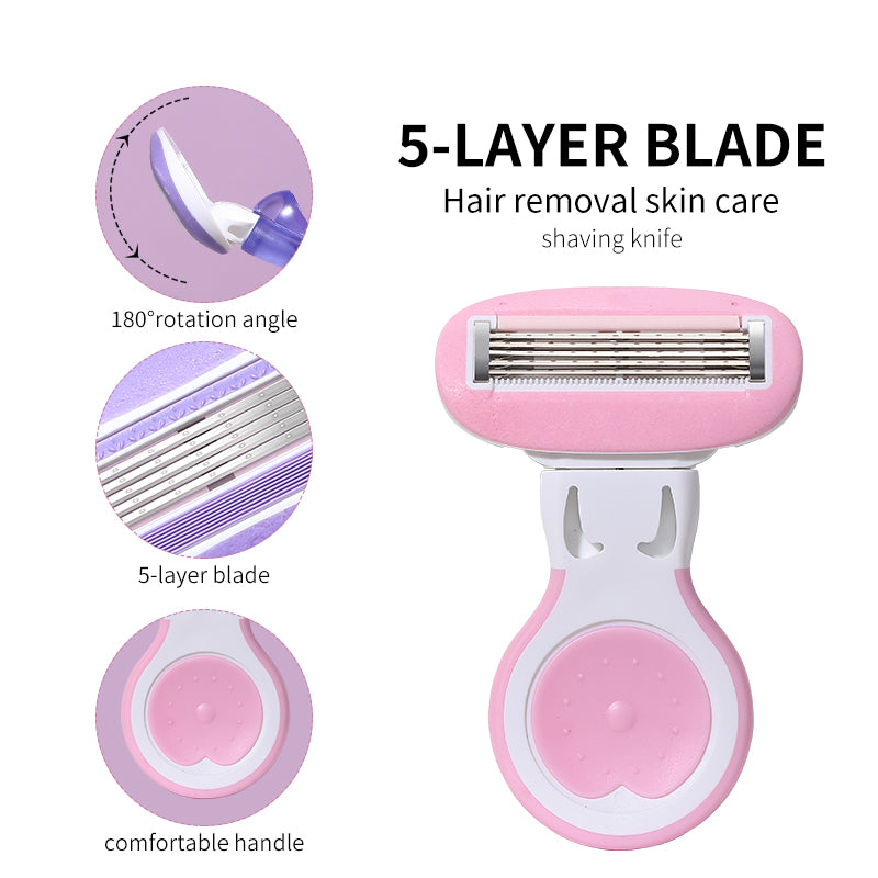 Pring Head Razor Shaving Razor SY311 – 5-Layer Stainless Steel Rotating Head Razor for ...