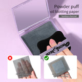 Face Oil Blotting Paper SY034-1 – 50pcs Portable Flax & Bamboo Charcoal Sheets with Powder Puff and Mirror for Oily Skin, Soft, Lint-Free, Gentle on Skin