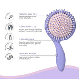 Hair Comb SY765 – Portable Detangling Comb with Scalp Massage, Flexible Bristles for Pain-Free Hair, Compact Travel-Friendly, Purple