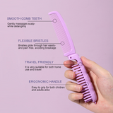 Hair Comb SY775 – Foldable 2-in-1 Travel Comb with Wide & Fine Teeth, Compact and Portable, Purple