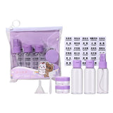 Travel Bottle Set SY768 – 8pcs Refillable TSA-Friendly Toiletry Containers with Funnel, Spray Bottle, Cream Jars & Labels (Purple)