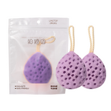 Purple Bath Sponge SY808 ( 1 Pc)  – Expanding Soft Oval Sponge with Concave Holes & Hanging Rope for Rich Foam and Gentle Daily Cleansing