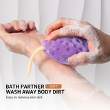 Purple Bath Sponge SY808 ( 1 Pc)  – Expanding Soft Oval Sponge with Concave Holes & Hanging Rope for Rich Foam and Gentle Daily Cleansing