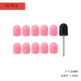 Pilot 7×13mm Nail Drill Sanding Caps Set – 10 Pcs + 1 Mandrel Disposable Sanding Caps for Electric Nail File – Grit 80, 120, 150, 180, 240 Manicure & Pedicure Nail Drill Accessories