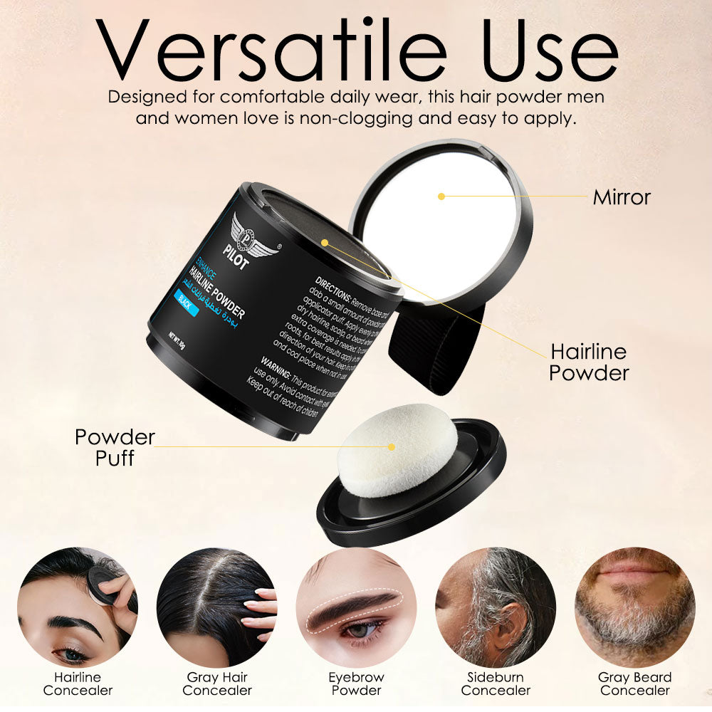 Pilot Hairline Powder 10g – Instant Root & Gray Hair Concealer for Men ...
