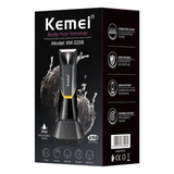 Body Hair Trimmer KM-3208 – Waterproof Wet & Dry Body Groomer for Men & Women with Ceramic Blades, LED Light & USB Fast Charging