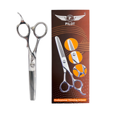 Pilot  Barber Thinning Scissor 5.5",  6.0",  6.5" – Professional Single Blade Hair Texturizing Shears with Fancy Ring – Stainless Steel Hair Thinning Scissors for Barbers & Stylists