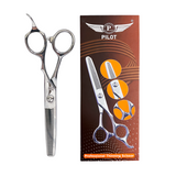 Pilot  Barber Thinning Scissor 5.5",  6.0",  6.5" – Professional Single Blade Hair Texturizing Shears with Fancy Ring – Stainless Steel Hair Thinning Scissors for Barbers & Stylists