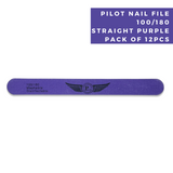 Pilot Nail File P4PP-A 100/180 (12 Pcs) - Straight Purple