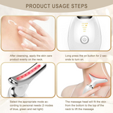Wrinkle Reducing Face & Neck Massager – 3-in-1 Anti-Aging Light Therapy Device with Red, Blue, Green LED, Vibration & Heat | Skin Tightening, Collagen Boosting & Facial Lifting Tool
