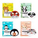 Mond’Sub Fun Animal Face Mask Series 24 ml – Hydrating, Firming, Nourishing & Smoothing Sheet Masks with Natural Extracts (Tiger, Penguin, Panda, Kitty)