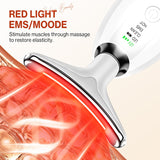 Wrinkle Reducing Face & Neck Massager – 3-in-1 Anti-Aging Light Therapy Device with Red, Blue, Green LED, Vibration & Heat | Skin Tightening, Collagen Boosting & Facial Lifting Tool