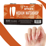 Amora Nail Tips Collection (500 pcs) pack- Medium & Short Shapes in Beige & Transparent