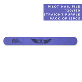 Pilot Nail File C4K8 120/150 (12 Pcs) - Straight Purple