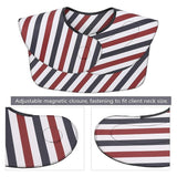 Hair Cutting Collar L-03 – Waterproof PU Salon Neck Shield with Magnetic Closure for Haircut, Hair Dye, and Styling – Anti-Static, Lightweight & Adjustable (Red/Blue Stripes)