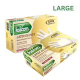 Falcon Powder-Free Latex Gloves – Disposable Salon Gloves for Hair, Beauty & Spa Use, Natural Rubber, Small, Medium & Large
