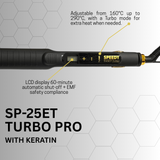 Speedy Energy Turbo Hair Straightener SP-25ET – Professional Keratin Hair Straightener with 3D Floating Tourmaline Plates, Fast Heating, and Adjustable Temperature for All Hair Types