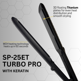 Speedy Energy Turbo Hair Straightener SP-25ET – Professional Keratin Hair Straightener with 3D Floating Tourmaline Plates, Fast Heating, and Adjustable Temperature for All Hair Types