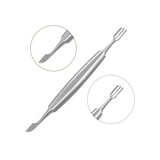 Jully France Professional Stainless Steel Double-Ended Cuticle Pusher with Curved Knife – Sterilizable Nail Care Tool for Manicure & Pedicure 1266 - 12 CM